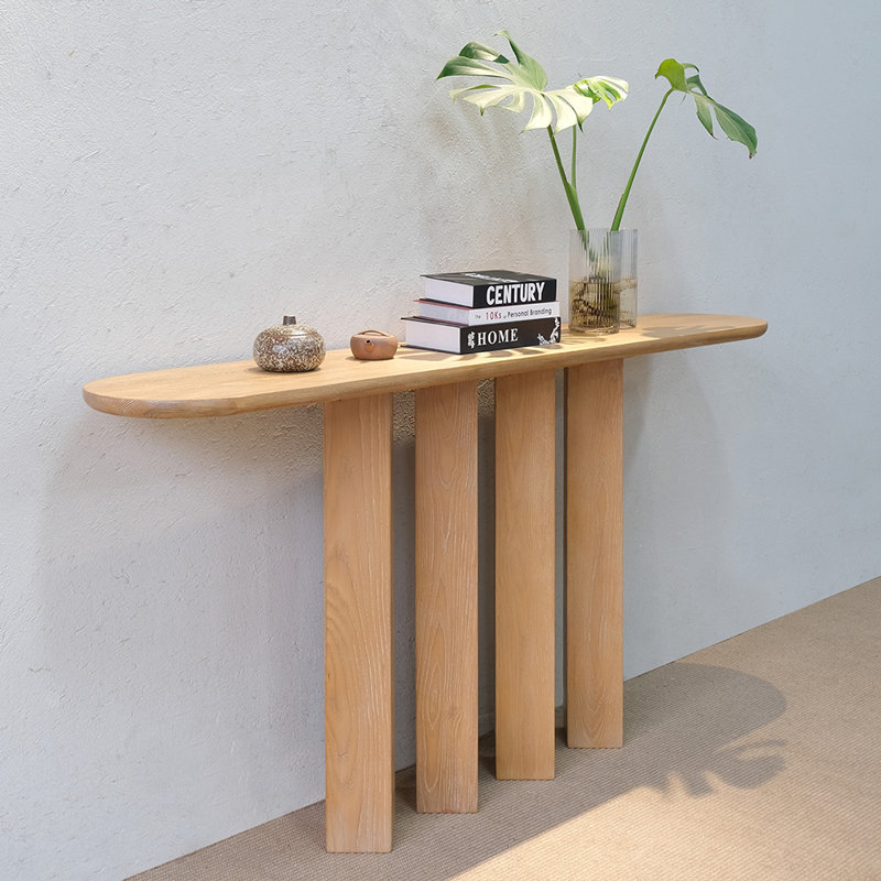 Console moderne simple ovale, H 33,5 po x l 63 po x P 11,8 po