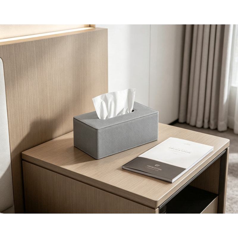 Couvercle de boîte à mouchoirs rectangulaire en cuir synthétique Refined