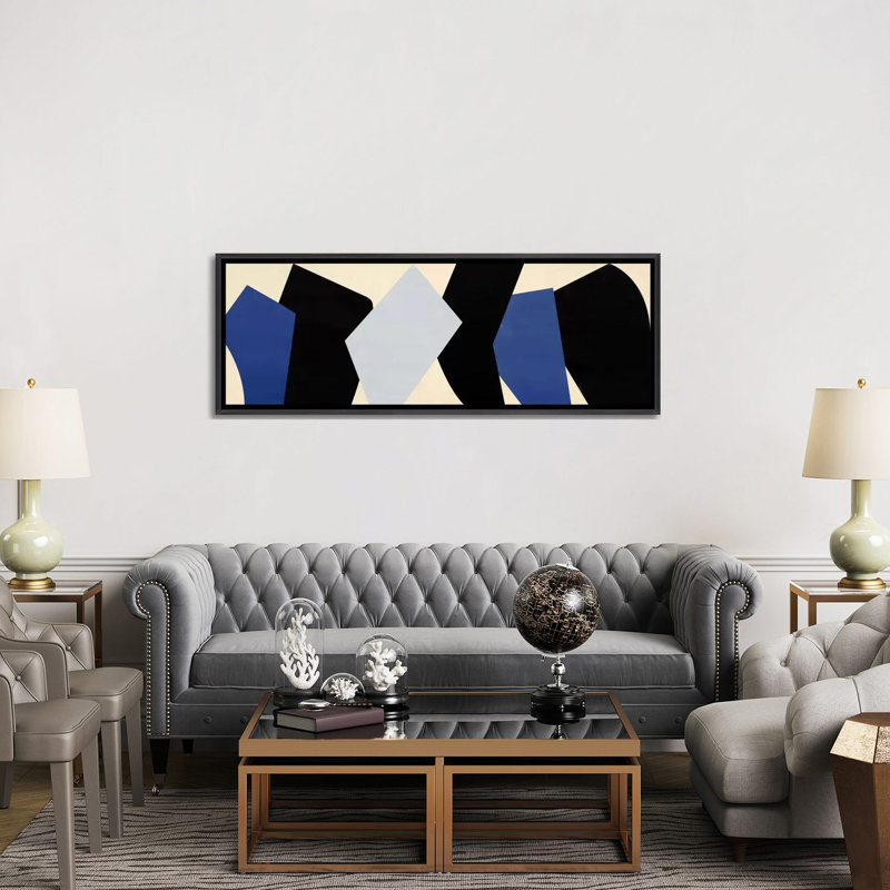 Six morceaux-impression panoramique sur toile, H 20 po x l 60 po x P 1,5 po, Toile avec cadre noir patiné
