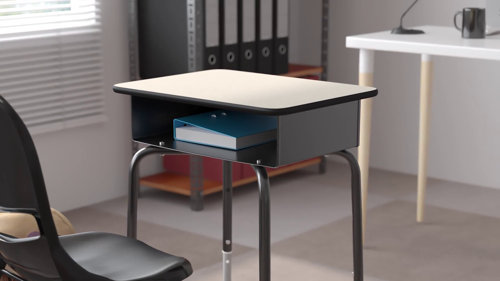 Flash Furniture Student Desk with Open Front Metal Book Box - Gray