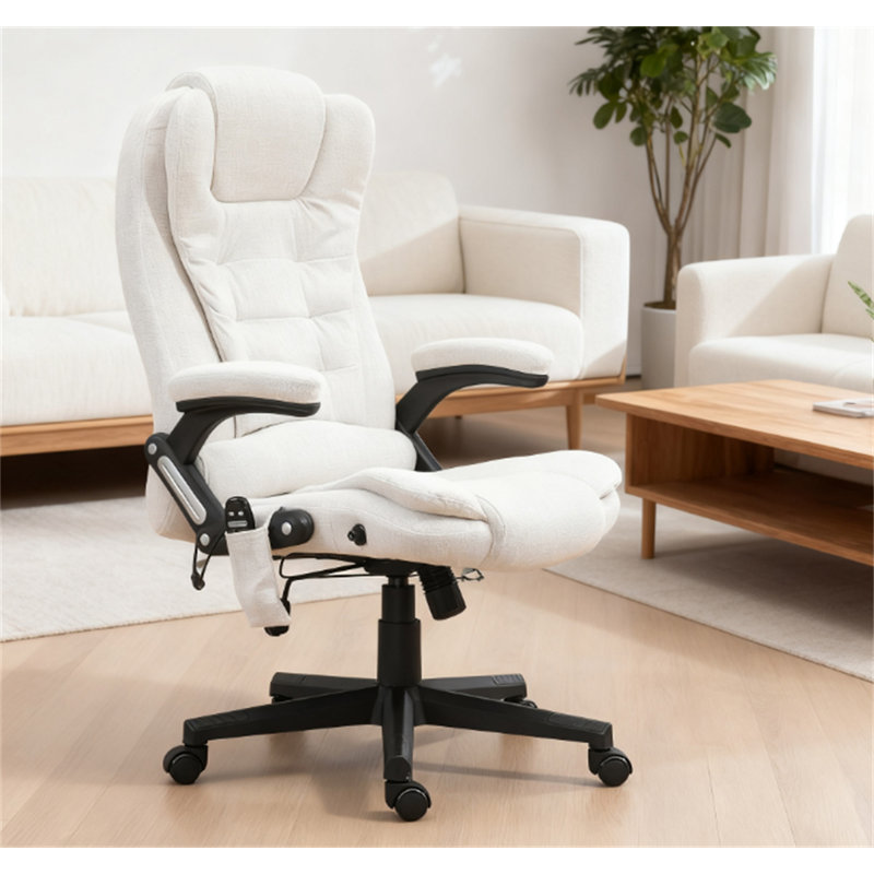 Fauteuil de massage avec chauffeur, Blanc, crème, 17.75"