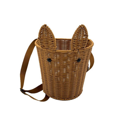  Easter-themed Imitation Rattan Woven Rabbits Basket with Handle Imitation Rattan Storage Basket Rustics Style Storage Basket Harvesting Basket