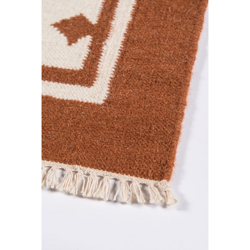 Thompson Wool Geometric Area Rug in Brown, Rectangle 7'6" x 9'6"