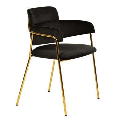 Chaise de salle à manger rembourrée avec pieds en acier inoxydable thermolaqué Wainaku