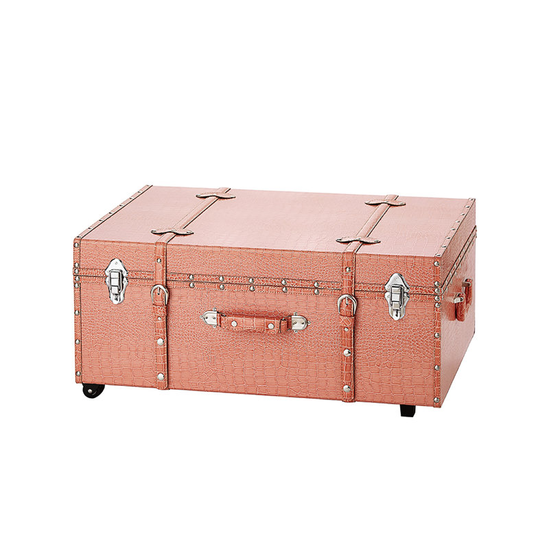 Coffre à roulettes Texture Brand Designer - peau de serpent rose