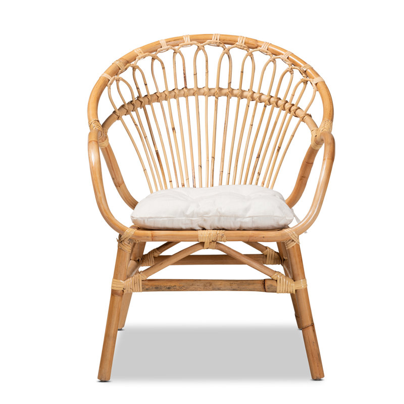 Chaise de salle à manger moderne moderne bohémien en rotin brun naturel