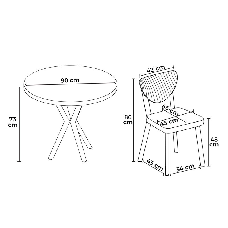 Ensemble de table et chaises de salle à manger (5 pièces), White, Cappuccino, White