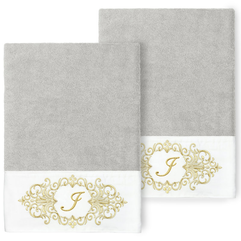 Linum Home Textiles 100% Turkish Cotton MONICA 2PC Embellished Bath Towel Set, I