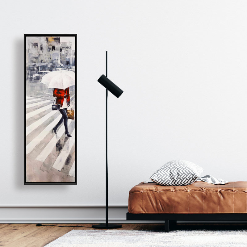 "Femme marchant avec son parapluie" sur toile