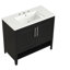 Meuble-lavabo 36 po avec lavabo, armoire de salle de bain multifonctionnelle avec portes et tiroirs, structure en panneau de fibres à densité moyenne et panneau de fibres à densité moyenne