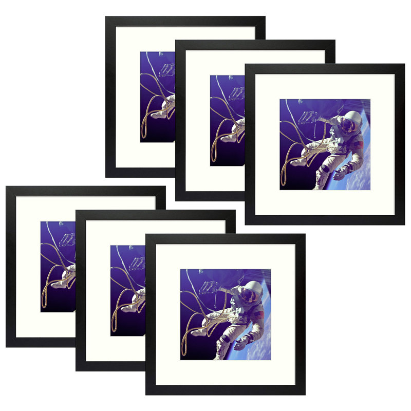 Ensemble de cadres muraux avec plexiglas - Basics by Wayfair ™, Noir, 12 po x 12 po emmêlé à 8 po x 8 po
