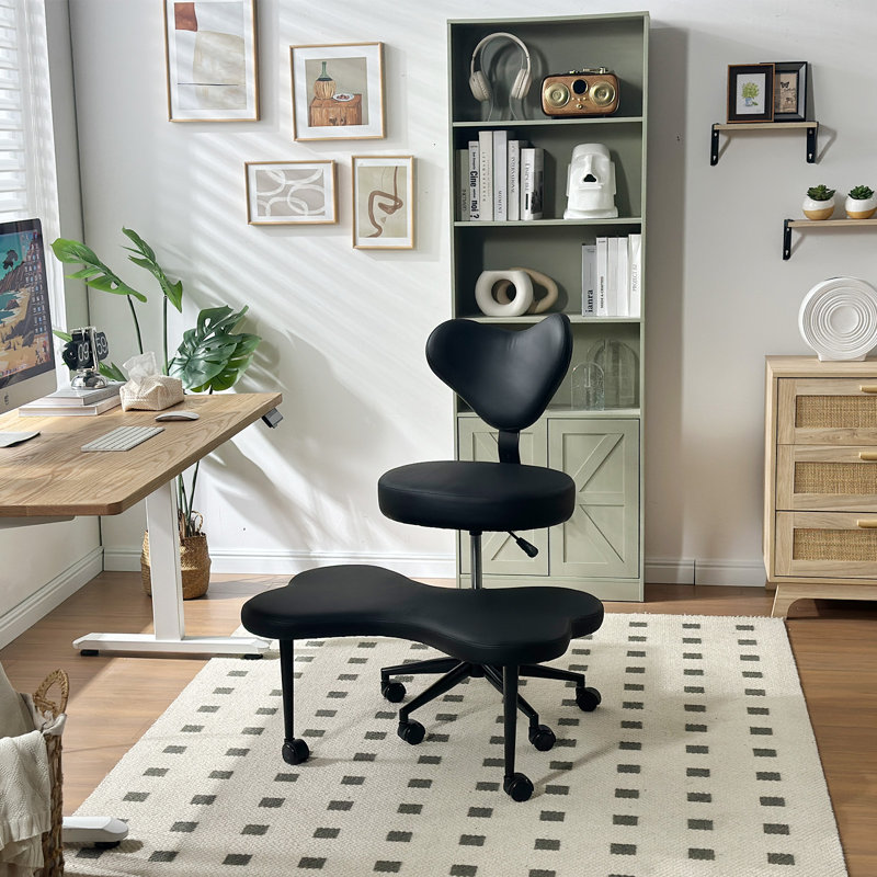 Ergonomic Cross-legged Swivel Chair, Adhd Chair Adjustable Height Meditation Chair With Back Support, Office/Chair