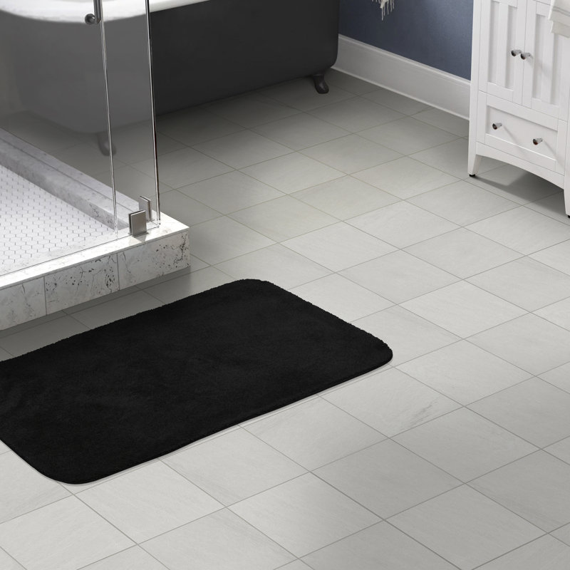 Mccluney Soft Nylon Machine Washable Non- Slip Bath Rug/Mat, 30" W x 50" L, Black