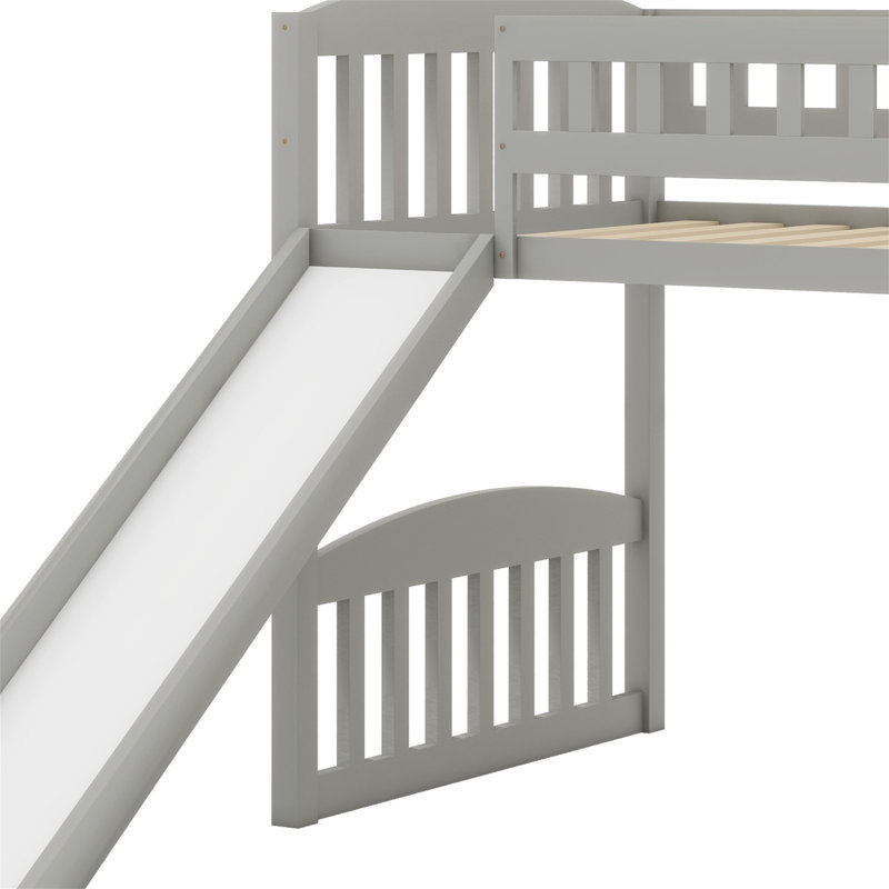 Lit mezzanine avec glissoire et échelle, gris