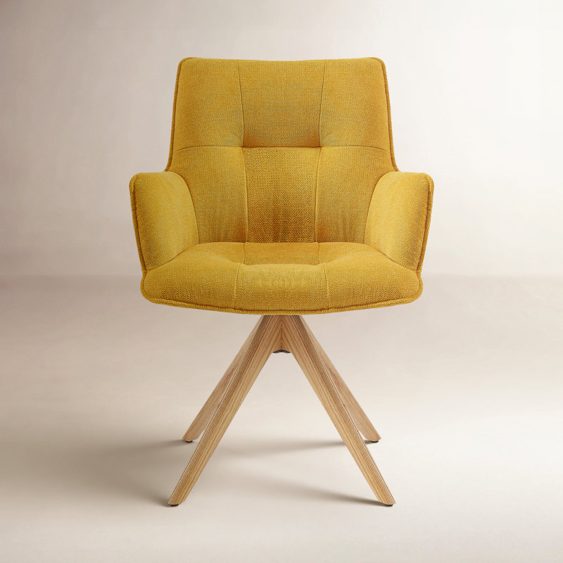 Jadel Fabric Upholstered Swivel Office Chair , Yellow Basketweave