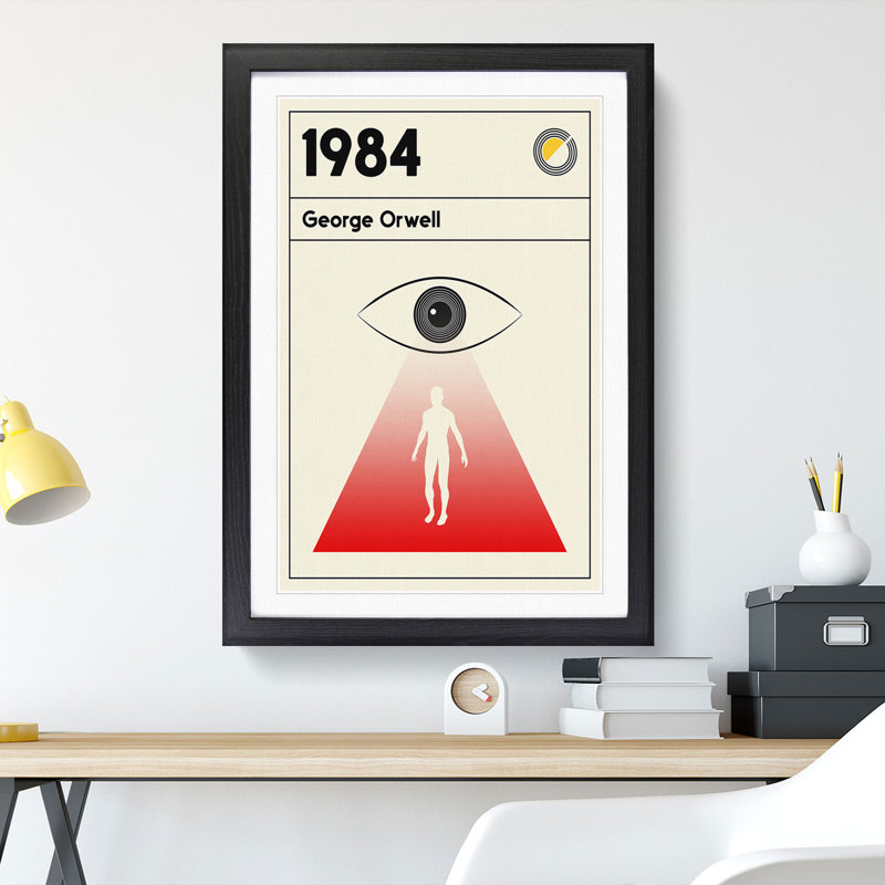 Book Cover 1984 George Orwell - Picture Frame Graphic Art, Black, 65cm H x 48cm W x 2cm D