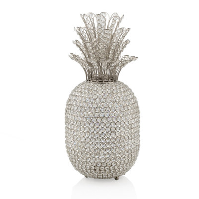 23" Glam Bling Faux Crystal And Silver Pineapple
