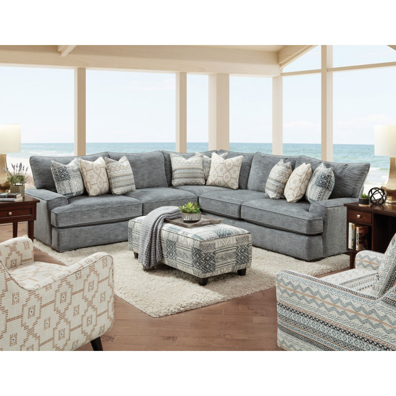 122.4" W Transitional Sectional, Gray