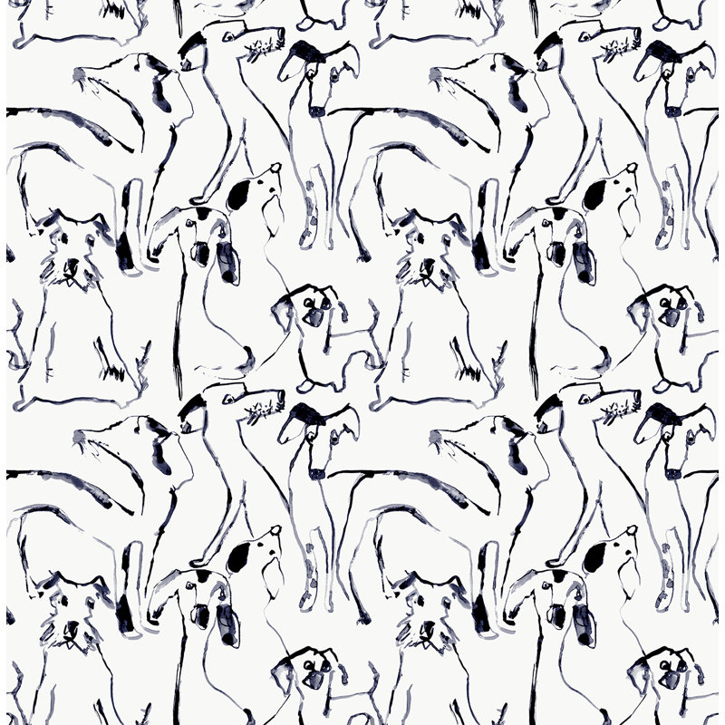 Rouleau de papier peint adhésif style surface Doodle L 18 pi x l 20,5 po Surface Style, Encre