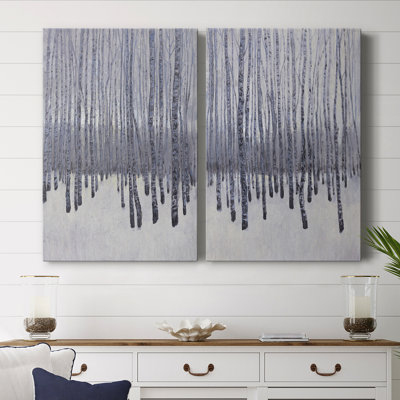 «I Bare Trees in Winter» - Toile tendue avec châssis de qualité supérieure - Prêt à être accroché