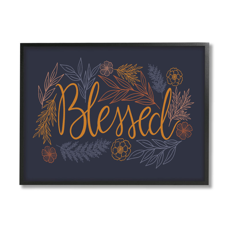 Fleurs d'herbes botaniques bénies at-100, Giclée encadrée noir minuit, H 24 po x l 30 po x P 1,5 po