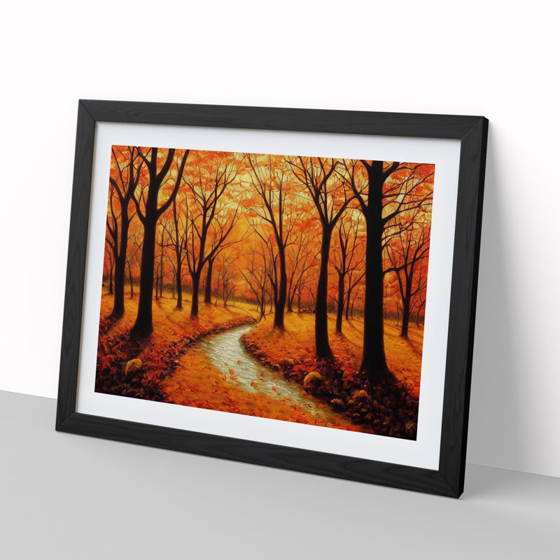 Warm Autumn Forest Vol.6 - Single Picture Frame Print, 25cm H x 34cm W x 2cm D, Black Framed
