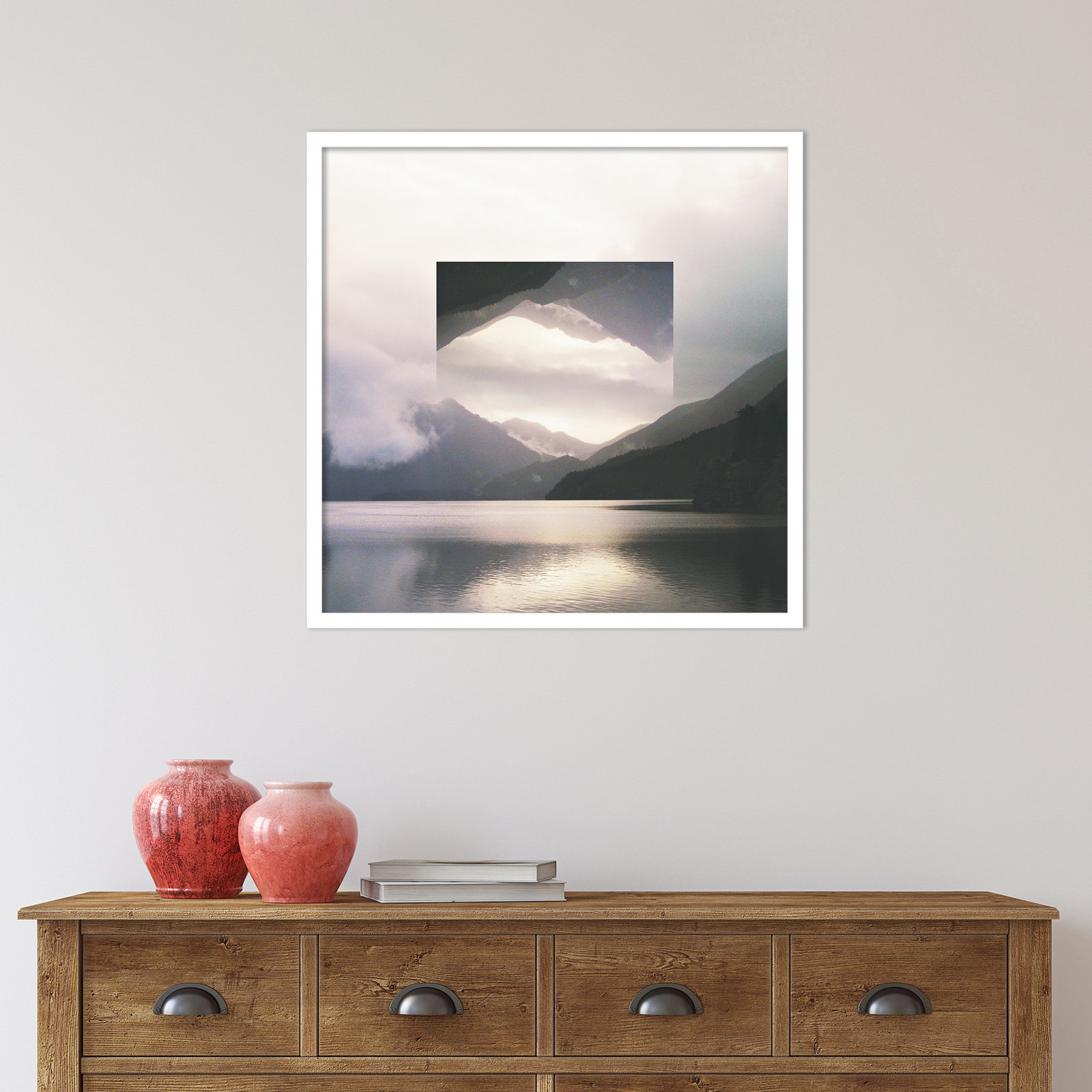 Reflected Landscape II Photo Print, White, 25" H x 25" W x 1" D