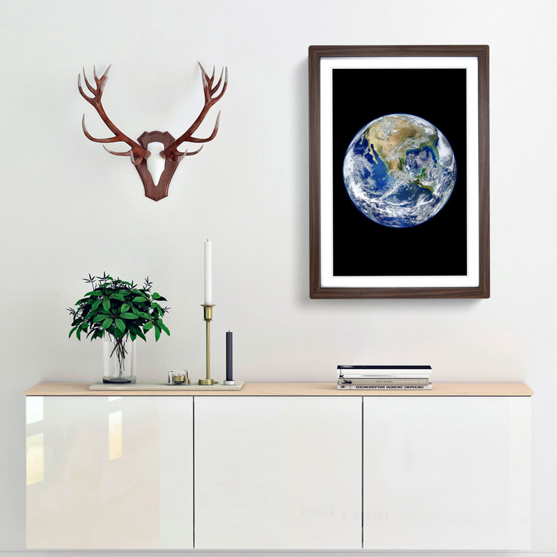 An Amazing Image of Earth 1 Piece Single Picture Frame Wall Art, 63cm H x 45cm W x 2cm D, Walnut Framed