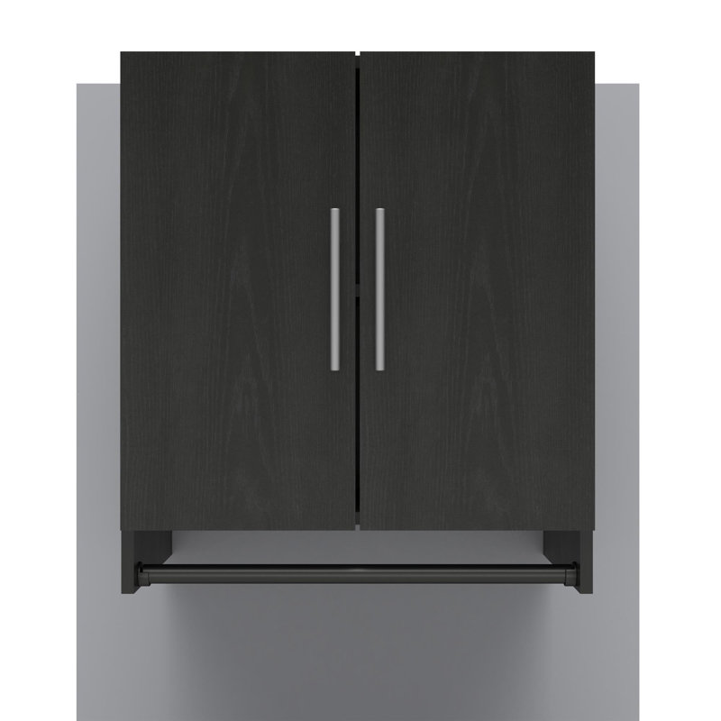 Armoire de rangement simple en bois manufacturé Sabria (H 26,9 po x l 23,5 po x P 15,4 po), Chêne noir