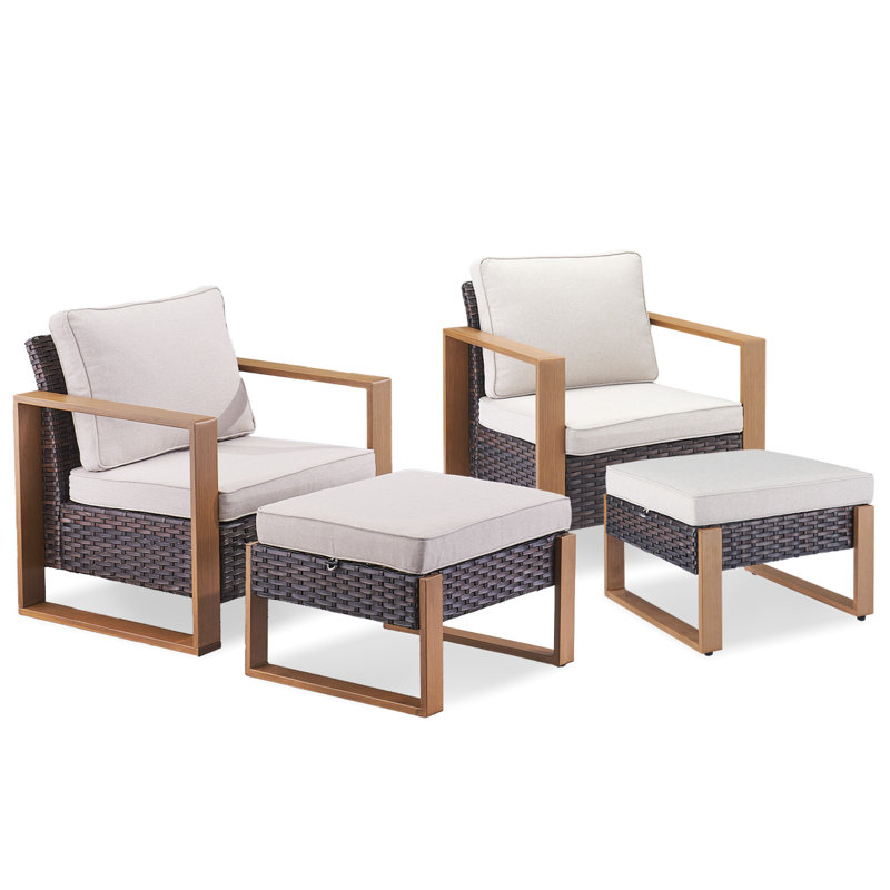 Chaise longue d'extérieur en acier thermolaqué Allcot, Beige / brun