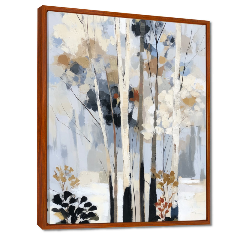 «White and Black Birch Trees Forest Panorama - Birch Wall Decor, White Nature», art mural encadré, H 44 po x l 34 po, Brun