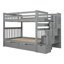 Full Over Full Bunk Bed With Shelves And 6 Storage Drawers, Gray
