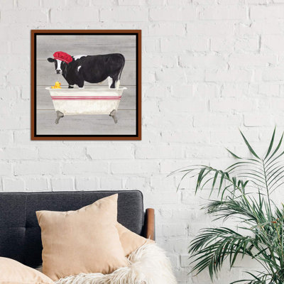 Bath Time for Cows Tub by Tara Reed - Graphic Art Print on Canvas