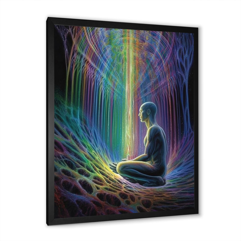 Rainbow Energetic Body Matrix - impression, Cadre simple noir, H 40 po x l 30 po x P 1,5 po