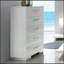Commode 1 pièce moderne de style contemporain à finition brillante à cinq tiroirs avec finition blanche