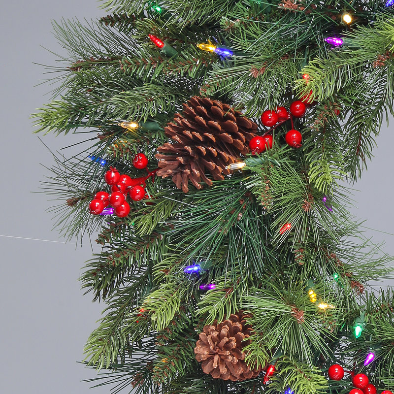 Couronne florale lumineuse 30 po Forest