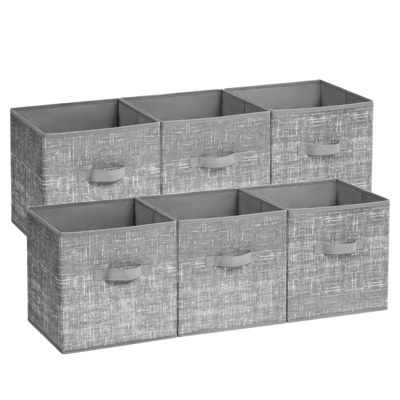 Storage Cubes, 11.8 Inches Non-Woven Fabric Bins With Double Handles, Set Of 6, Closet Organizers For Shelves, Collapsible, For Clothes
