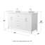 Meuble-lavabo double 60 po Elan en blanc, comptoir en marbre de culture de Carrare, lavabos carrés encastrés (3 trous), garniture en nickel brossé-128067245-128067244
