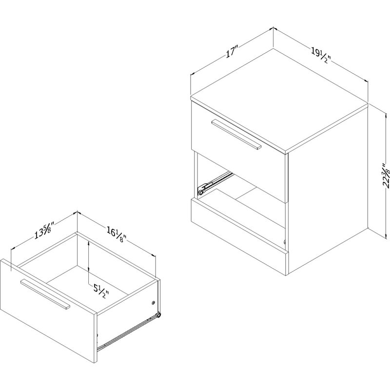 Step One Essential 2 - Drawer Nightstand, Winter Oak
