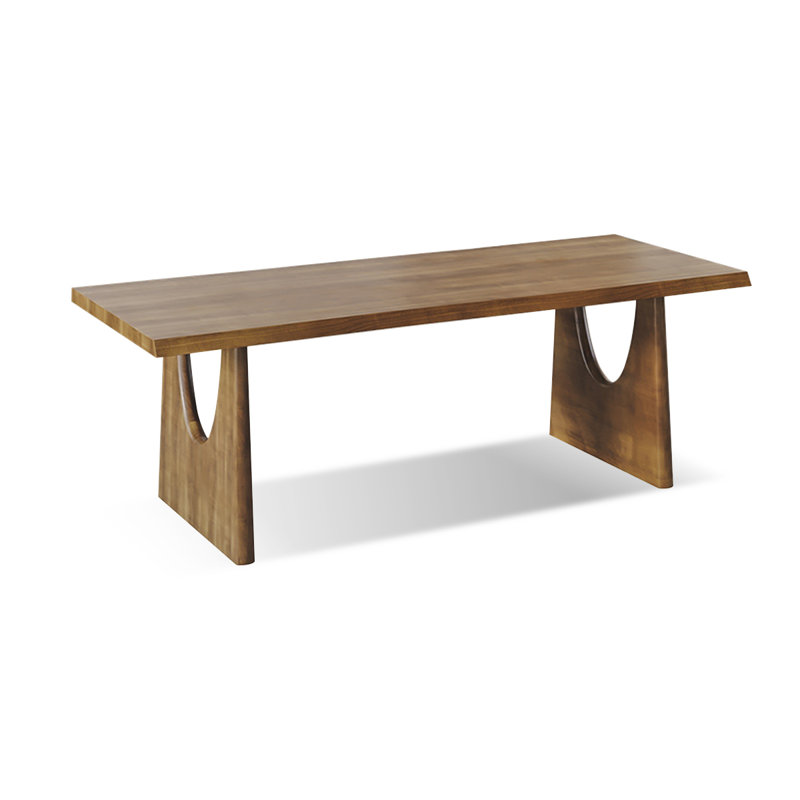 Table de salle à manger rectangulaire en bois massif Nut-Brown, H 29,53 po x L 86,61 po x l 35,43 po