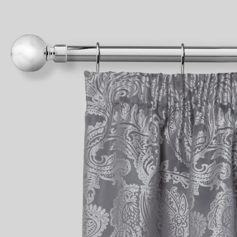 Abe Adjustable 2cm Single Curtain Pole, 1.2 - 2.1m, Chrome