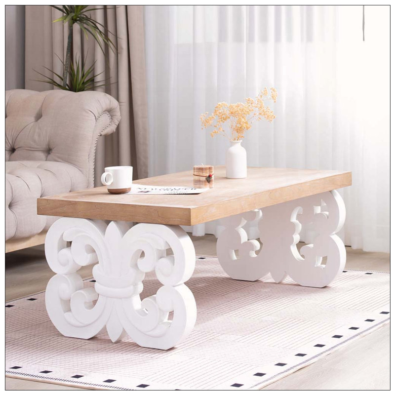 Table basse 47 po, Naturel + blanc