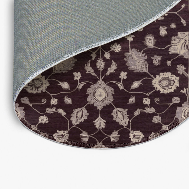 Overdyed Brown Indoor and Outdoor Area Rug, Round 5'