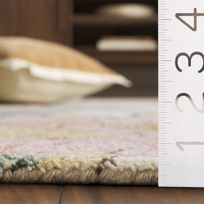 Handmade Multicolor Floral Wool Rectangular Rug 5' x 8'