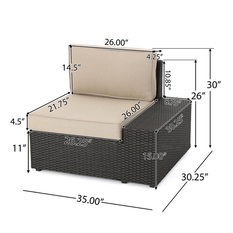 Fauteuils Santa Cruz (gauche et droite), Coussin beige / structure brune