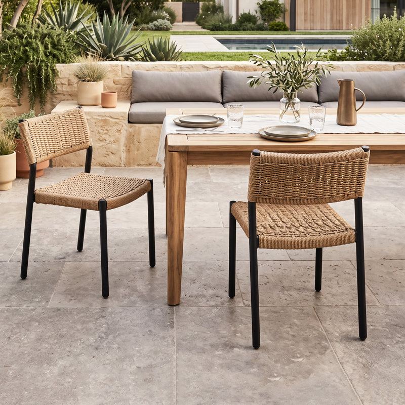 Chaises de salle à manger d'extérieur tissées empilables (ensemble de 2)