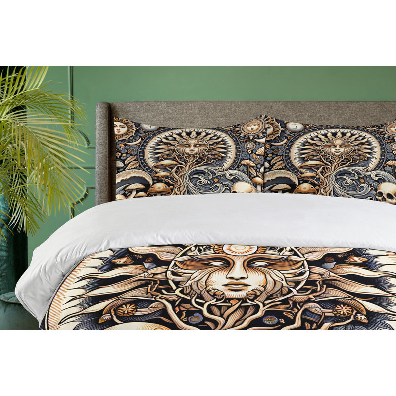 Boho Art Duvet Cover, King Duvet Cover + 2 Standard Shams