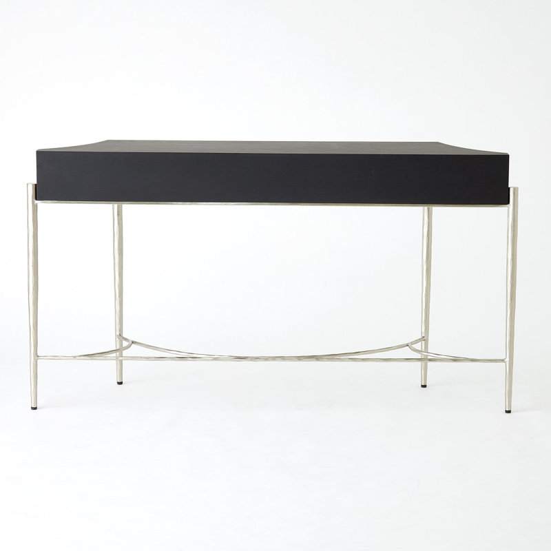 Console Breakfront - noir / nickel, Noir, Silver