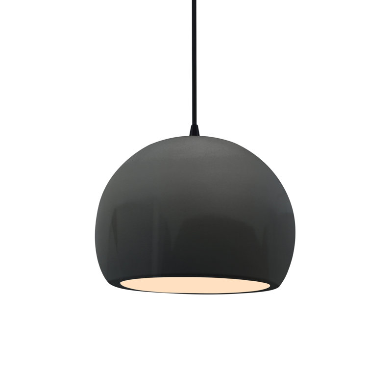 Luminaire suspendu à 1 lumière Aschwin, Gris brillant, H 6 po x l 7 po x P 7 po, Noir mat