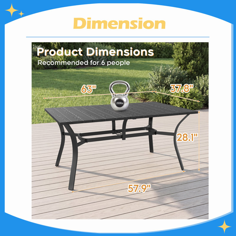 Table rectangulaire 1 pièce Oudoor, Noir
